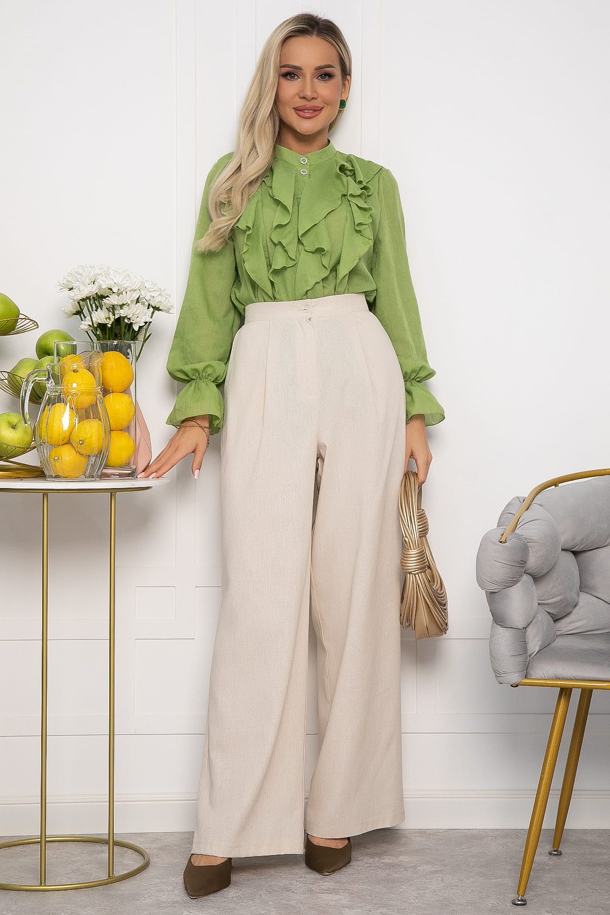 Брюки льняные Мэрлин (бежевые) Б15428-7М