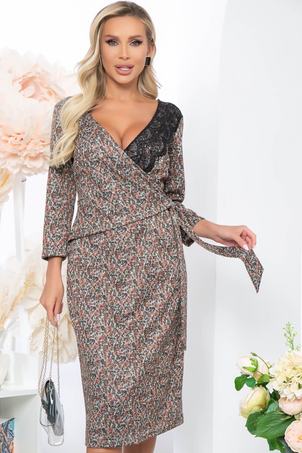 Платье "Таинственная незнакомка" (цветы) П5199