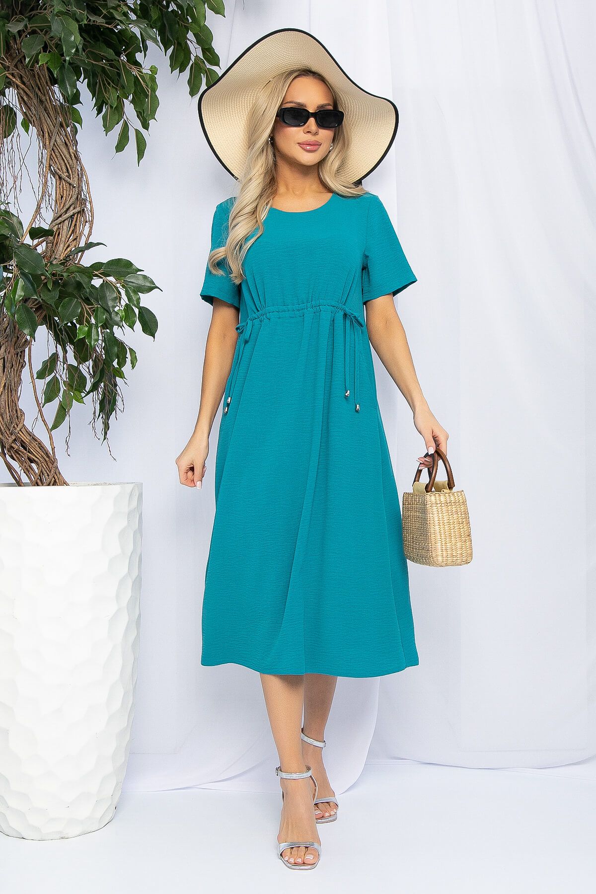 Платье Цветы Лета (морская волна) П13056-18М