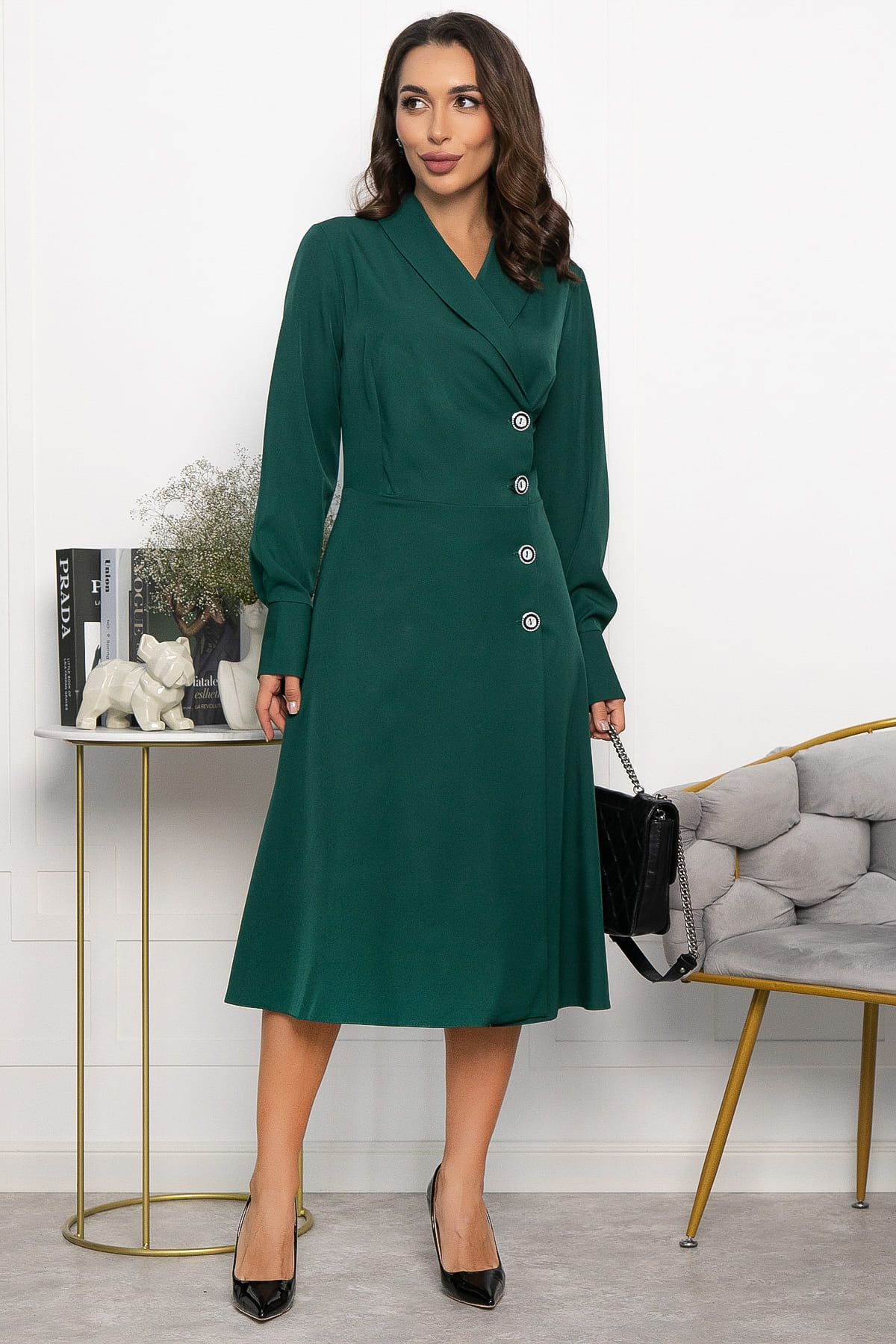 Платье Соломия (зеленое) П14215-5М