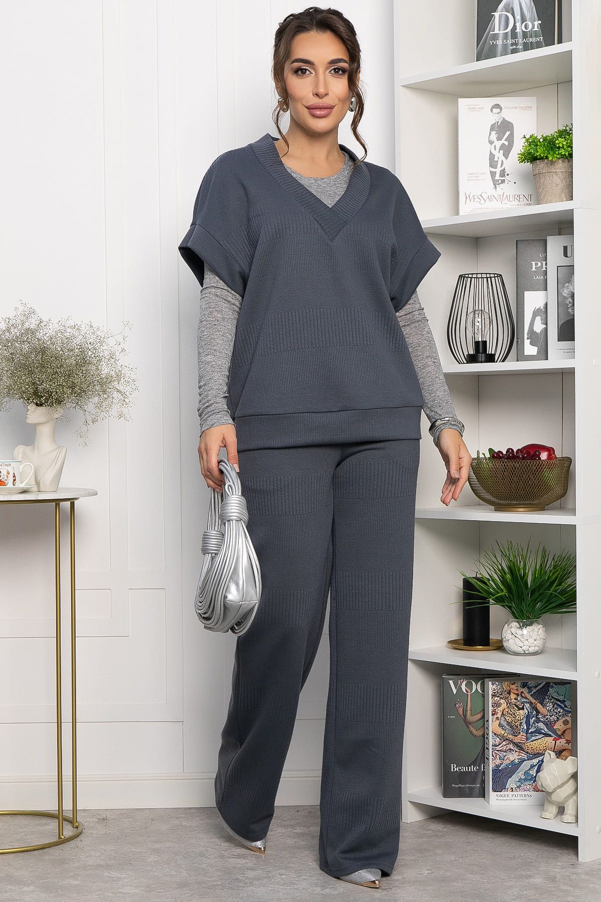 Костюм трикотажный Уютный шарм (серо-синий) К14251-5М