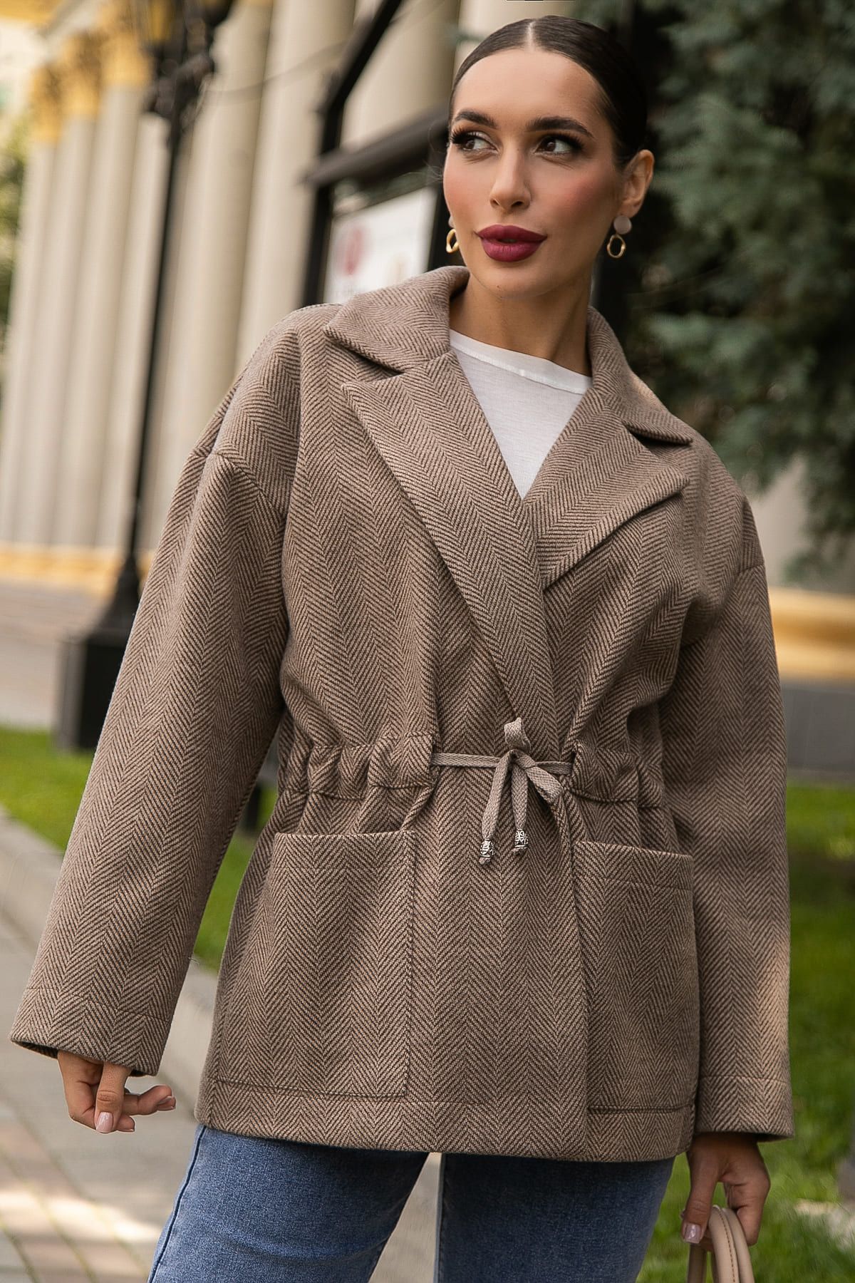 Пальто-пиджак (коричневый) Б14130-7М