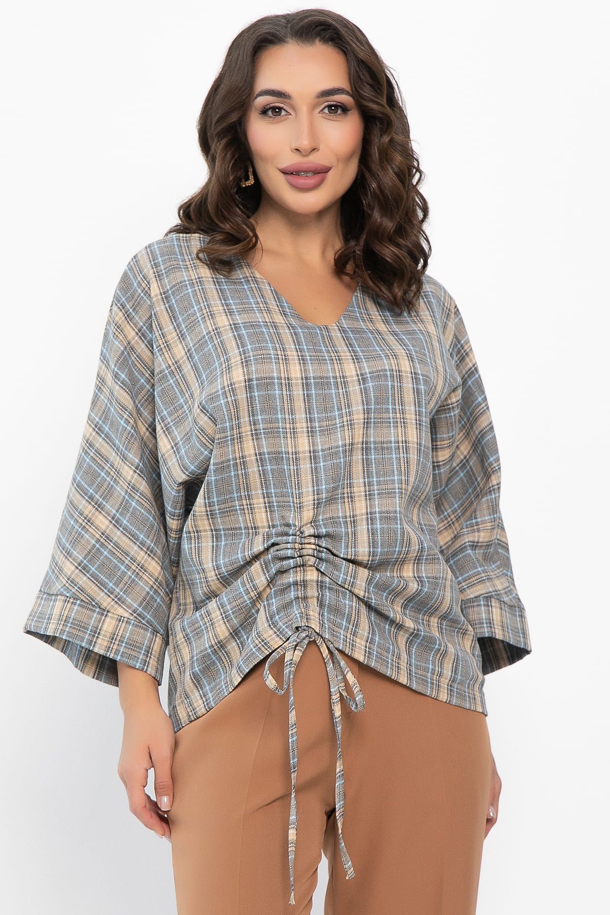 Блуза Ватсон (серо-бежевая) Б14150-12М