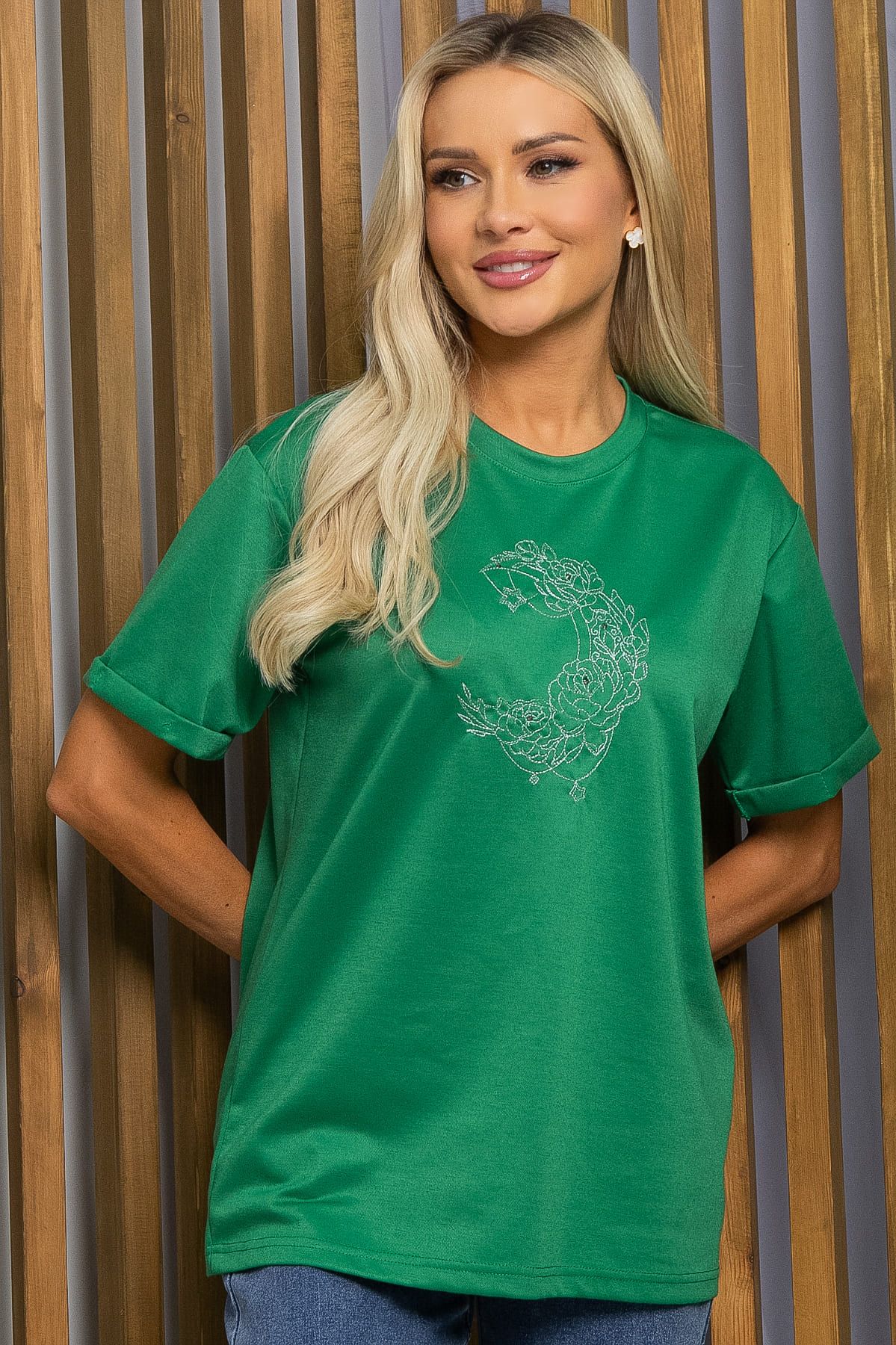 Футболка с вышивкой Эксклюзив (зеленая) Б12765-11М