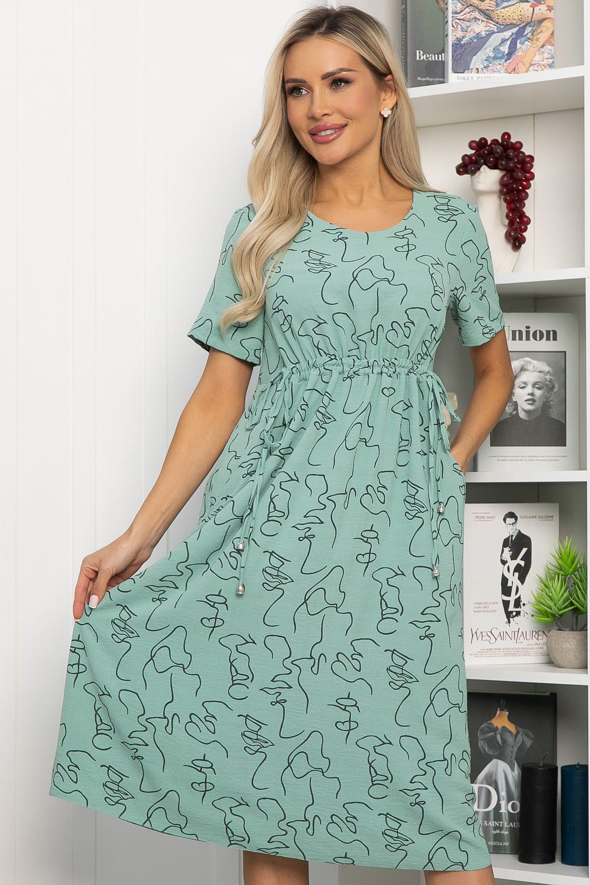 Платье Цветы лета (мятное) П13785-18М