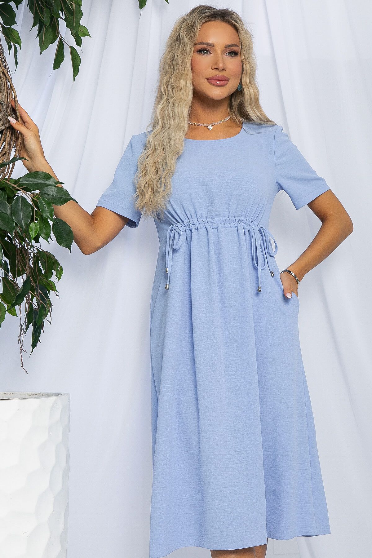 Платье Цветы Лета (голубое) П13057-18М