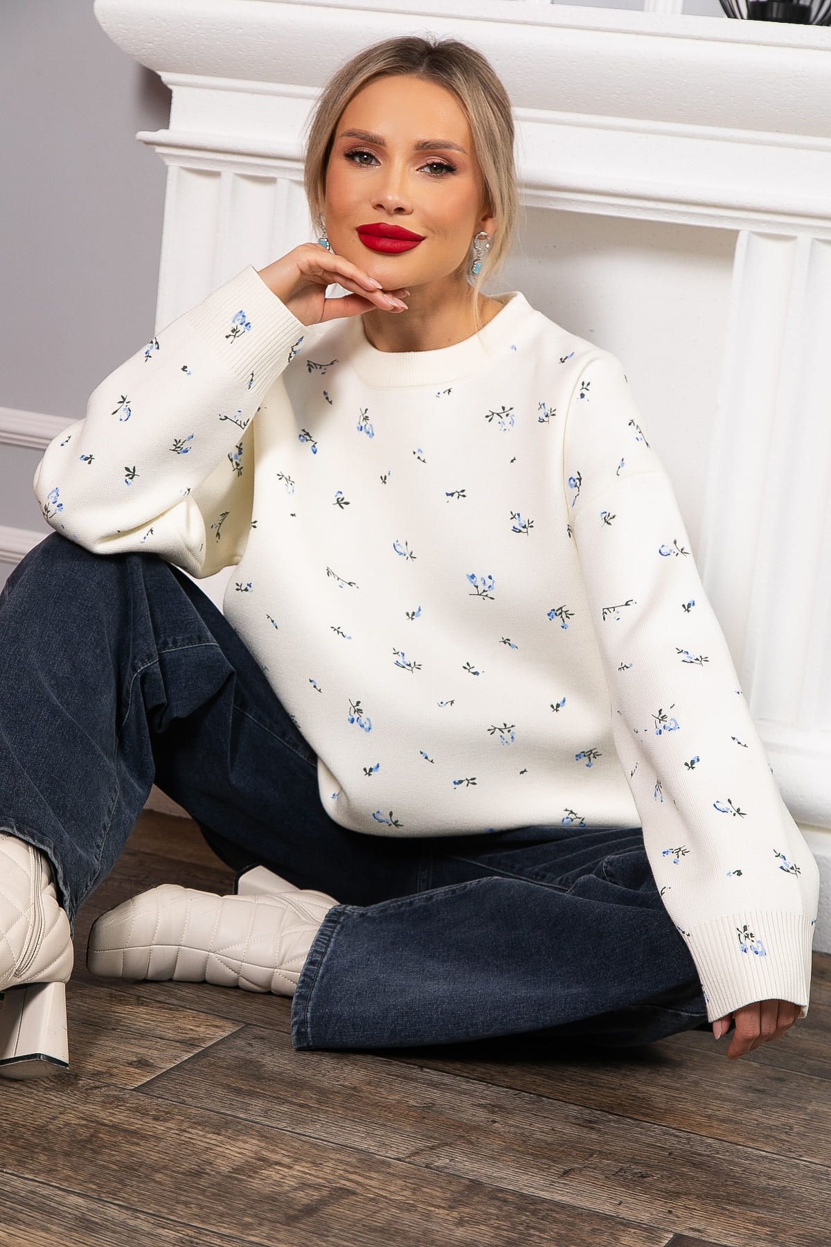 Свитер оверсайз Анита (белый) Б14761-1М