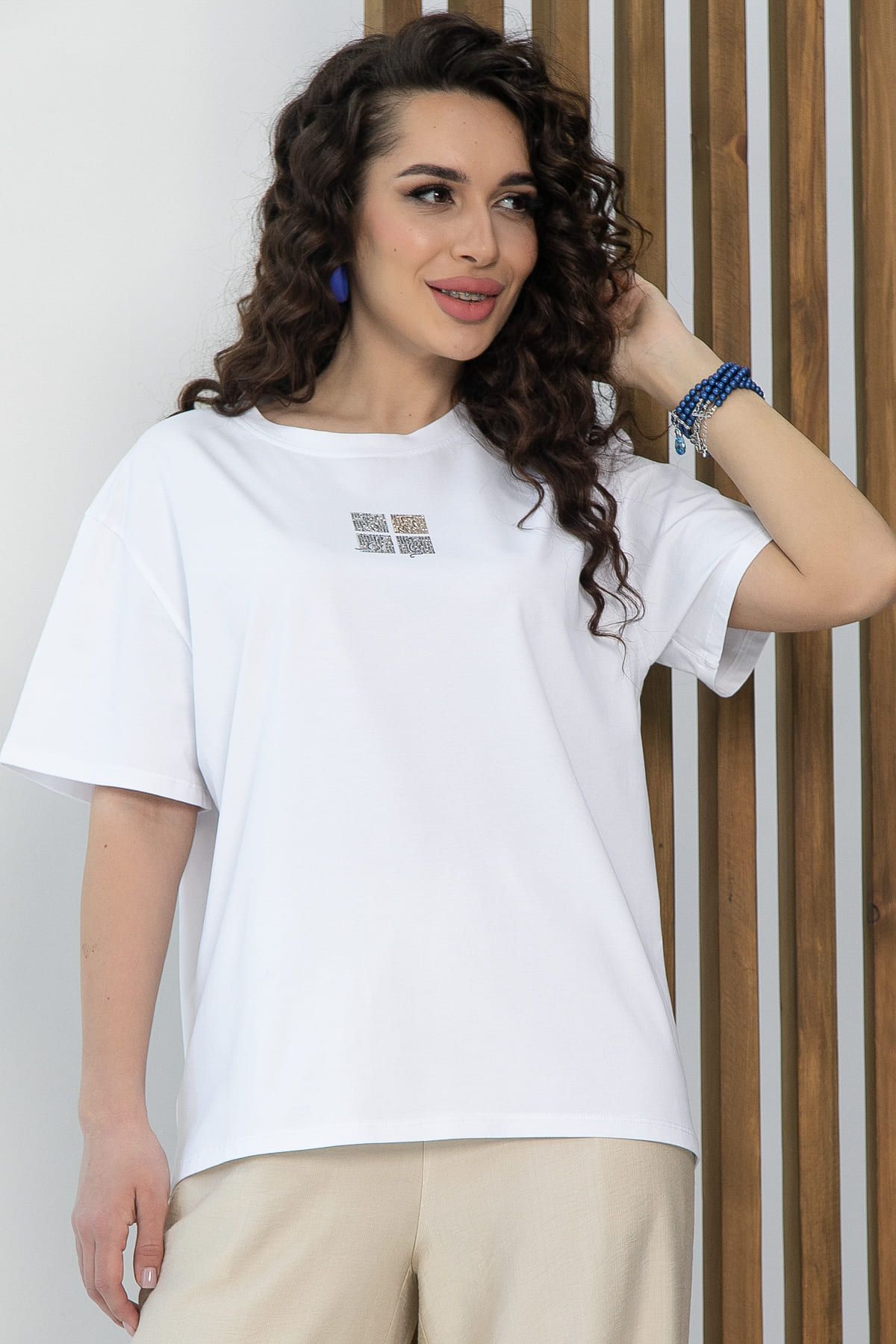 Футболка Аника (белая/коты) Б13493-20М