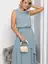 Платье с кокеткой (серо-голубое) П10489