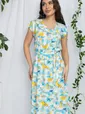 Платье Весенний луг (бирюзовый мультиколор) П13215-3М