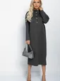 Платье Стильная осень (серое) П11436