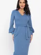 Платье с поясом Безупречный силуэт (синее) П14512-10М