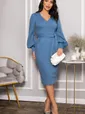 Платье с поясом Безупречный силуэт (синее) П14512-10М