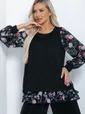 Блуза Хелли (черная/пионы) Б11363