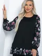Блуза Хелли (черная/пионы) Б11363
