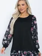 Блуза Хелли (черная/пионы) Б11363
