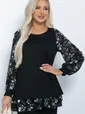 Блуза Хелли (черная/тюльпаны) Б11371