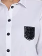 Рубашка с черными карманами Альма (белая) Б10635