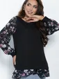 Блуза Хелли (черная/пионы) Б11363