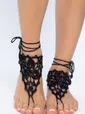 Барефуты Вязанные украшения на ноги (черный/серебро) БФ06