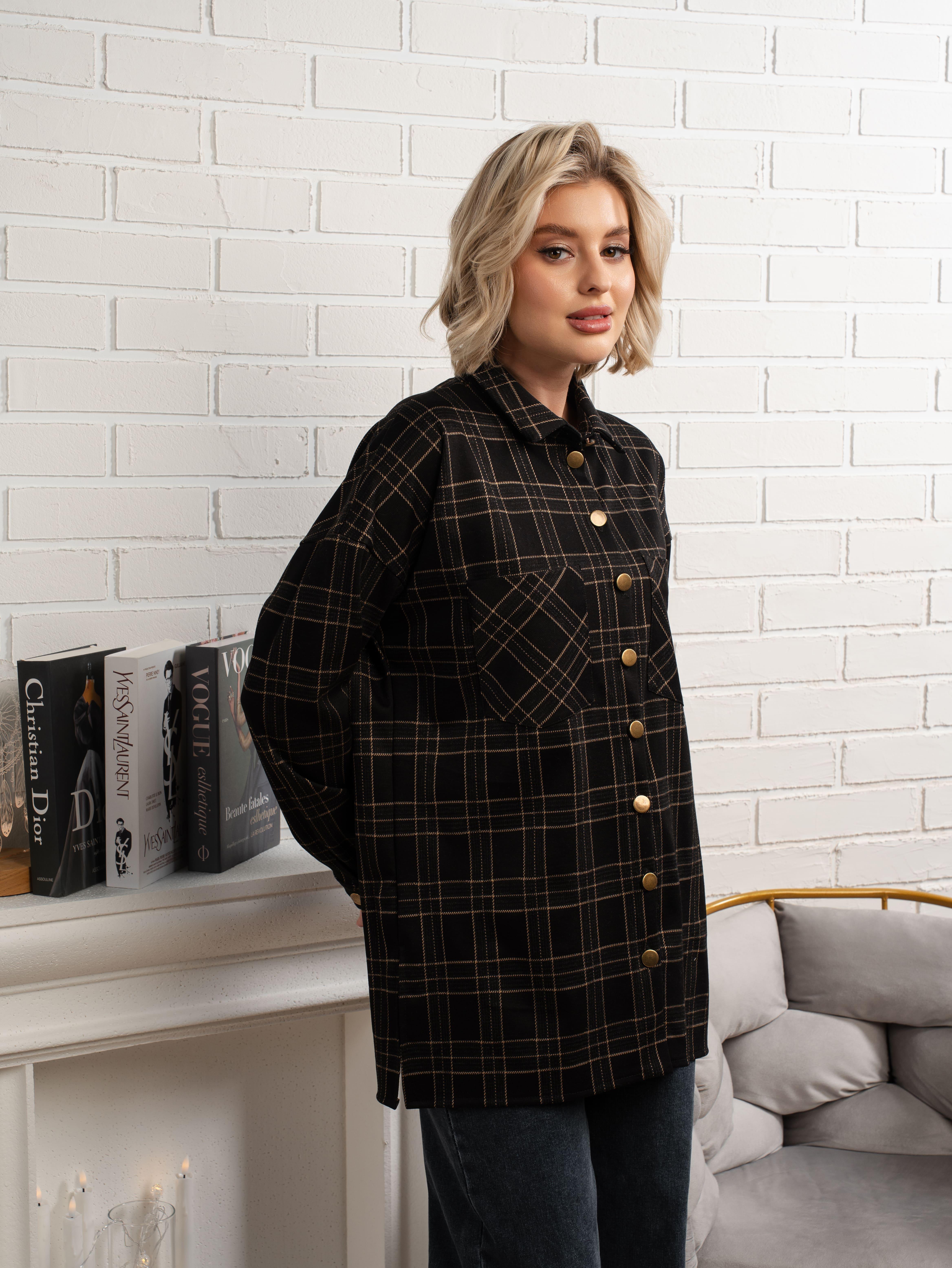 Рубашка с длинным рукавом Доротея (черная) Б14991-10М