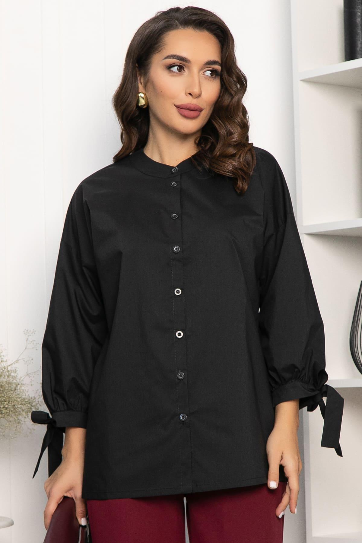 Блуза с завязками Ажур (черная) Б14387-10М