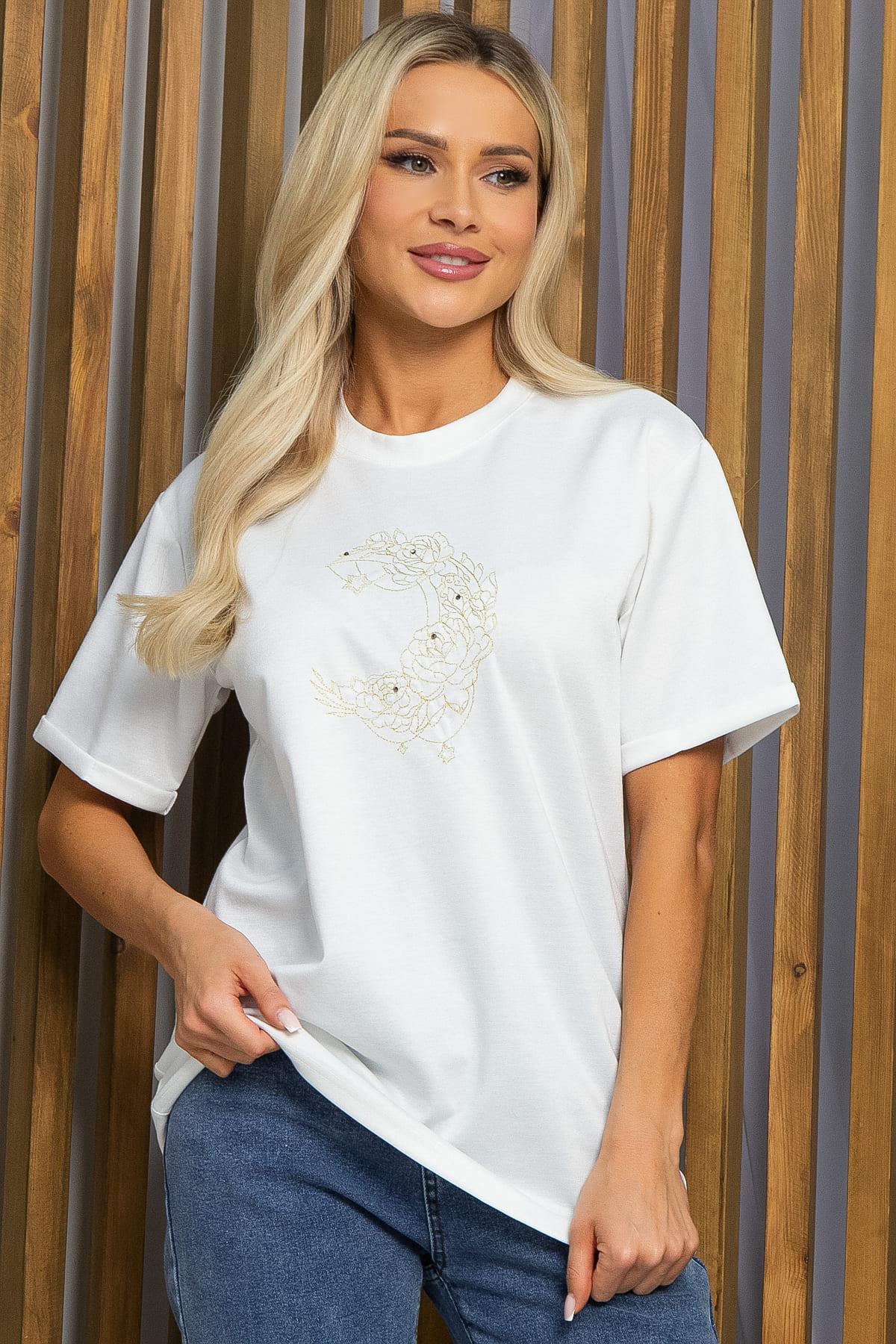 Футболка с вышивкой Эксклюзив (белая) Б12766-11М