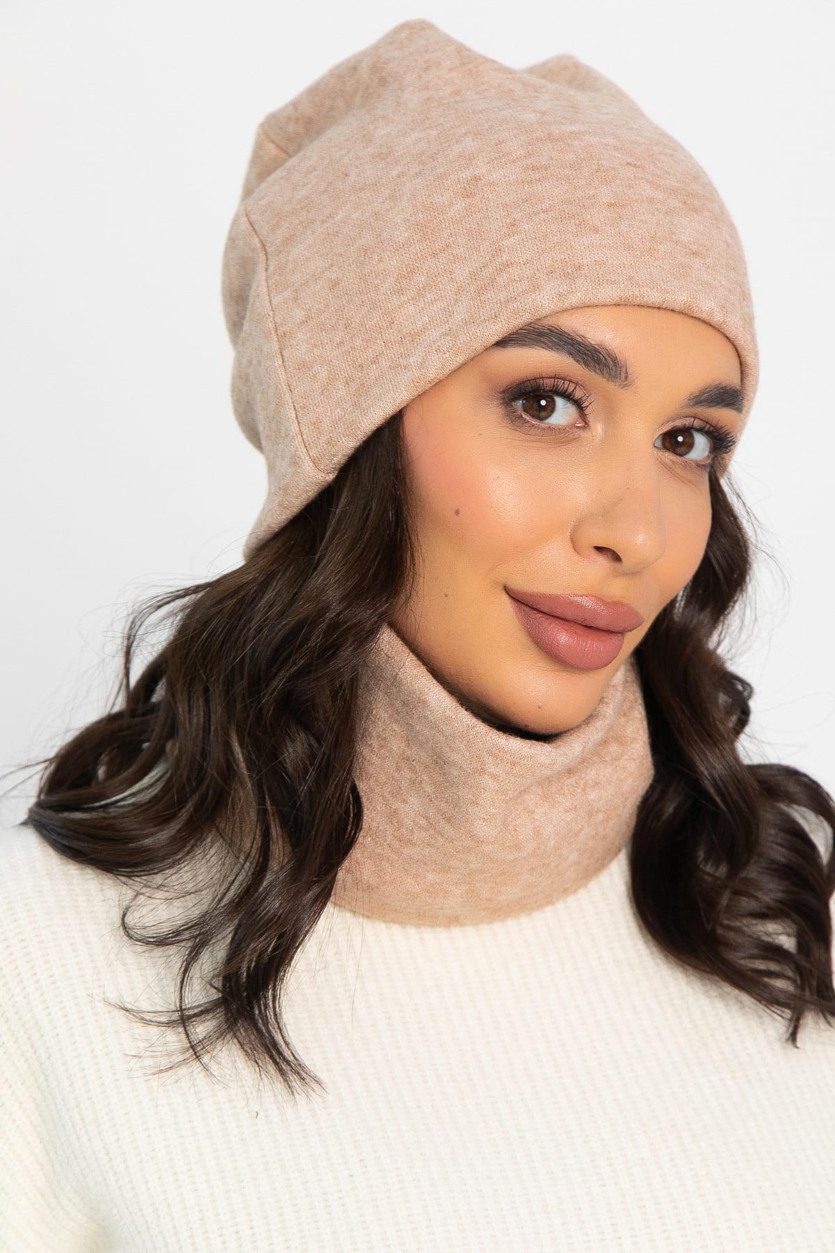 Комплект шапка шестиклинка и снуд (бежевый) ШШС3-23М