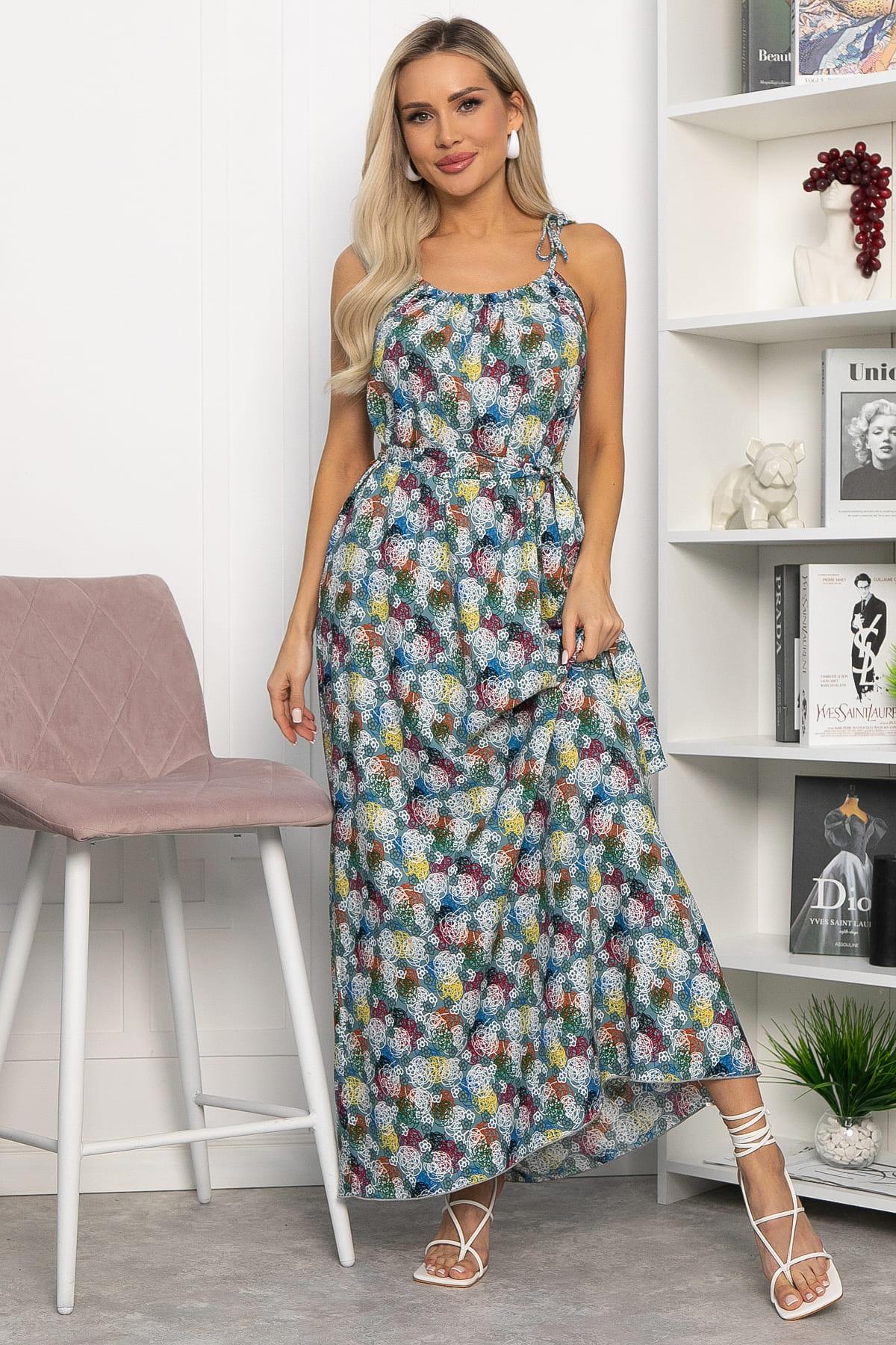 Платье Алиготе (серо-зеленое) П13760-12М