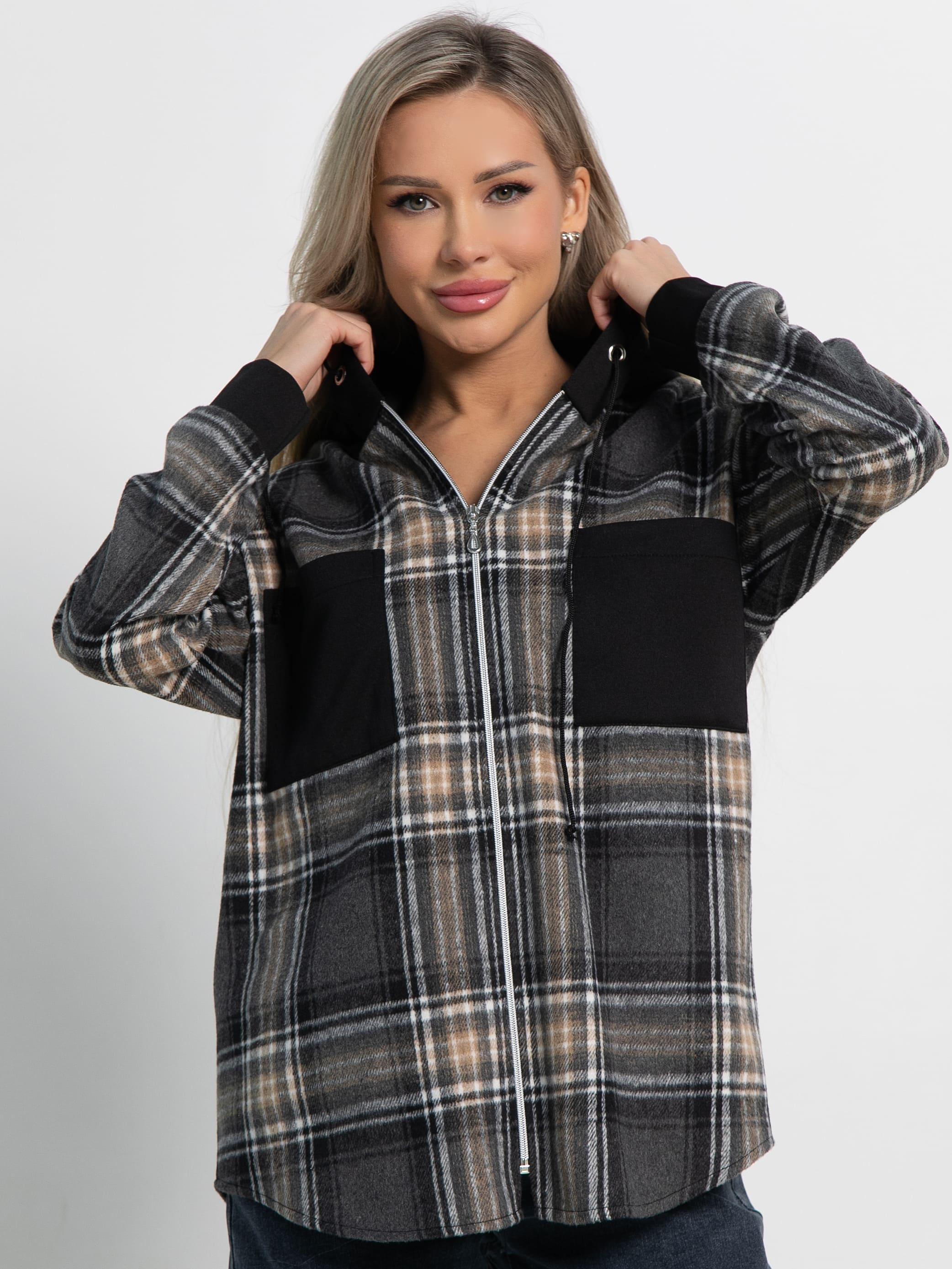 Рубашка Больше чем стиль НЬЮ (серо-бежевая) Б15125-50М