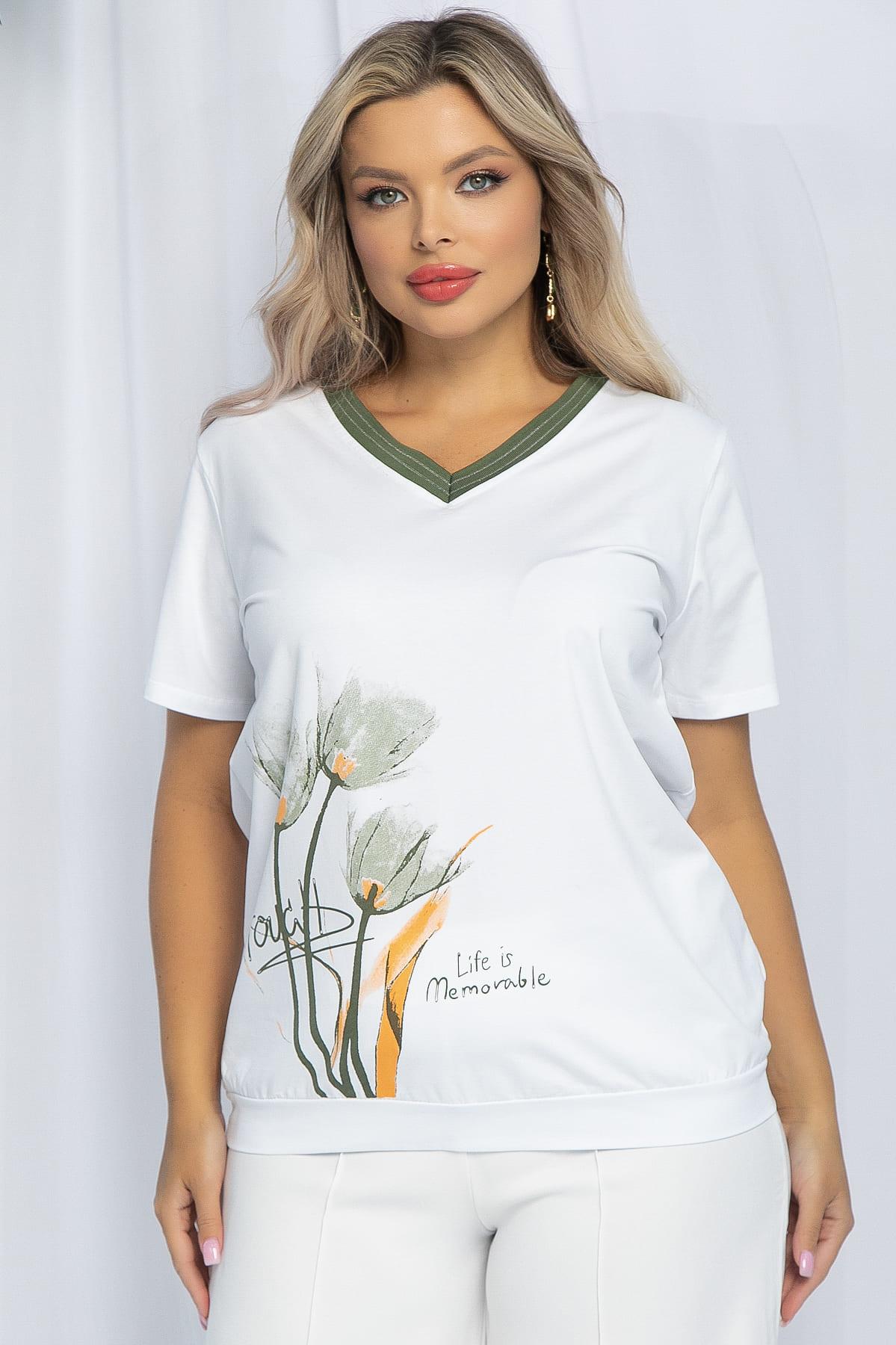 Блуза Лотус (бело-оранжевая) Б13160-20М