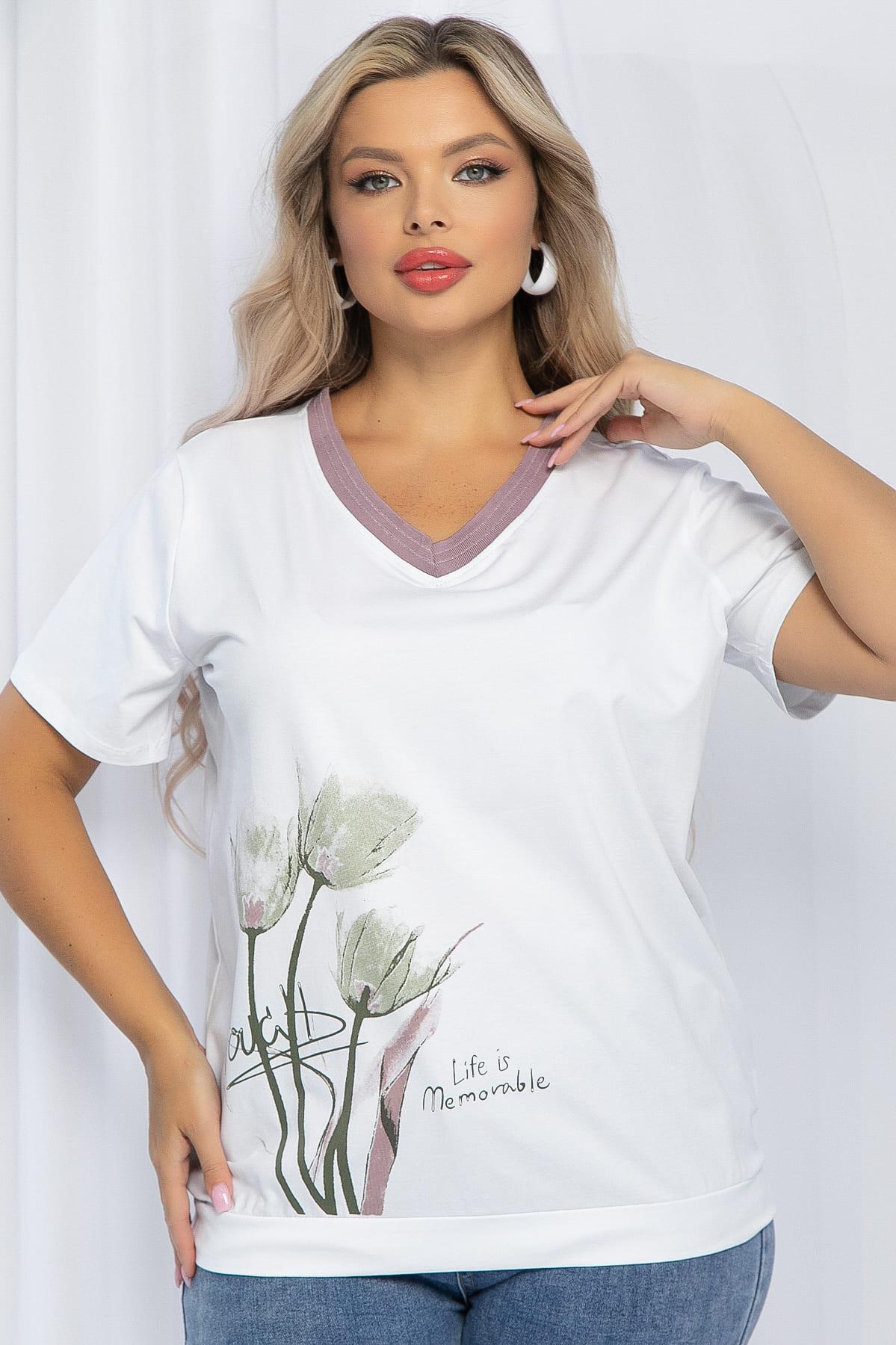 Блуза Лотус (бело-лиловая) Б13161-20М