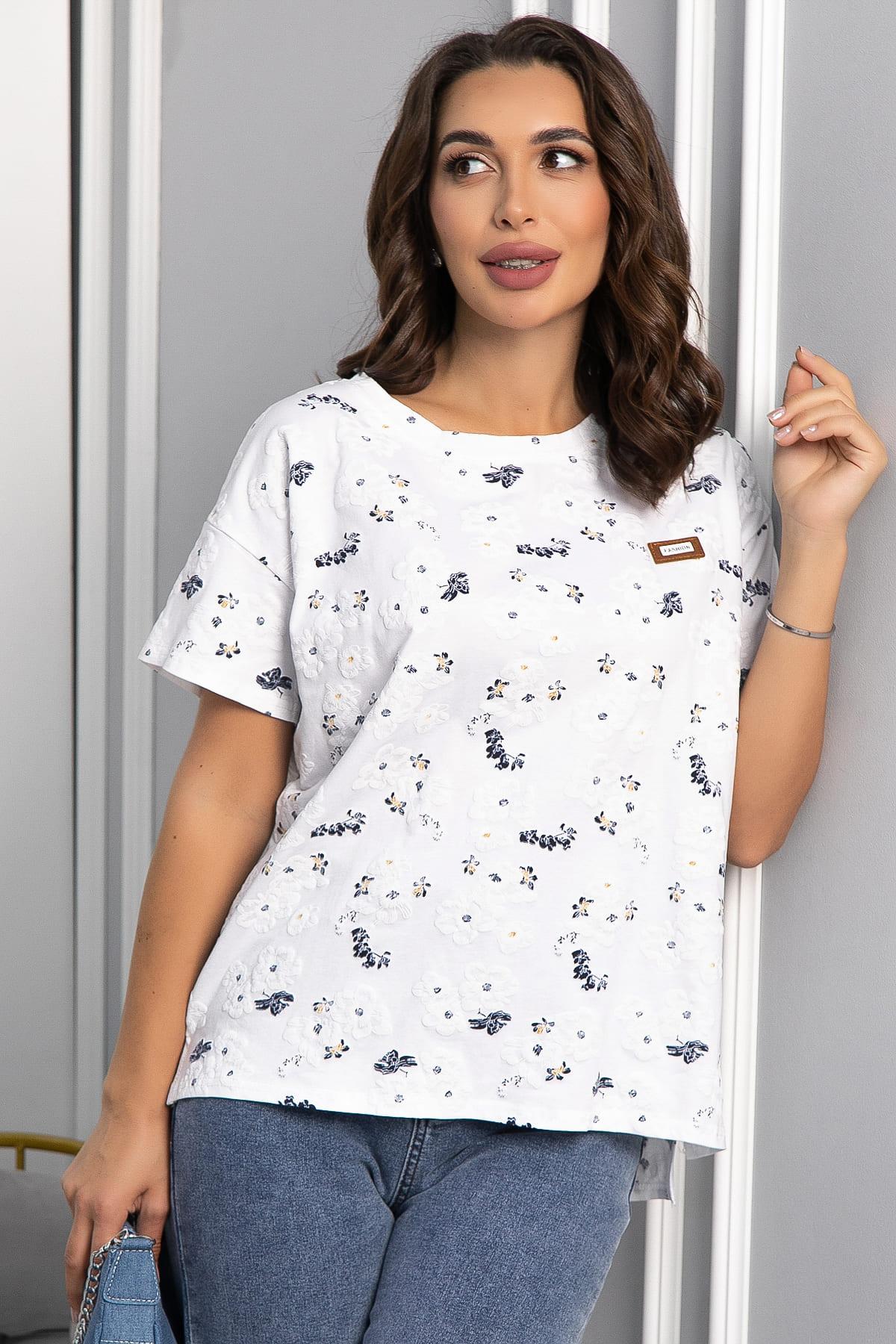 Футболка Мэнси (белая/цветы) Б14127-4М