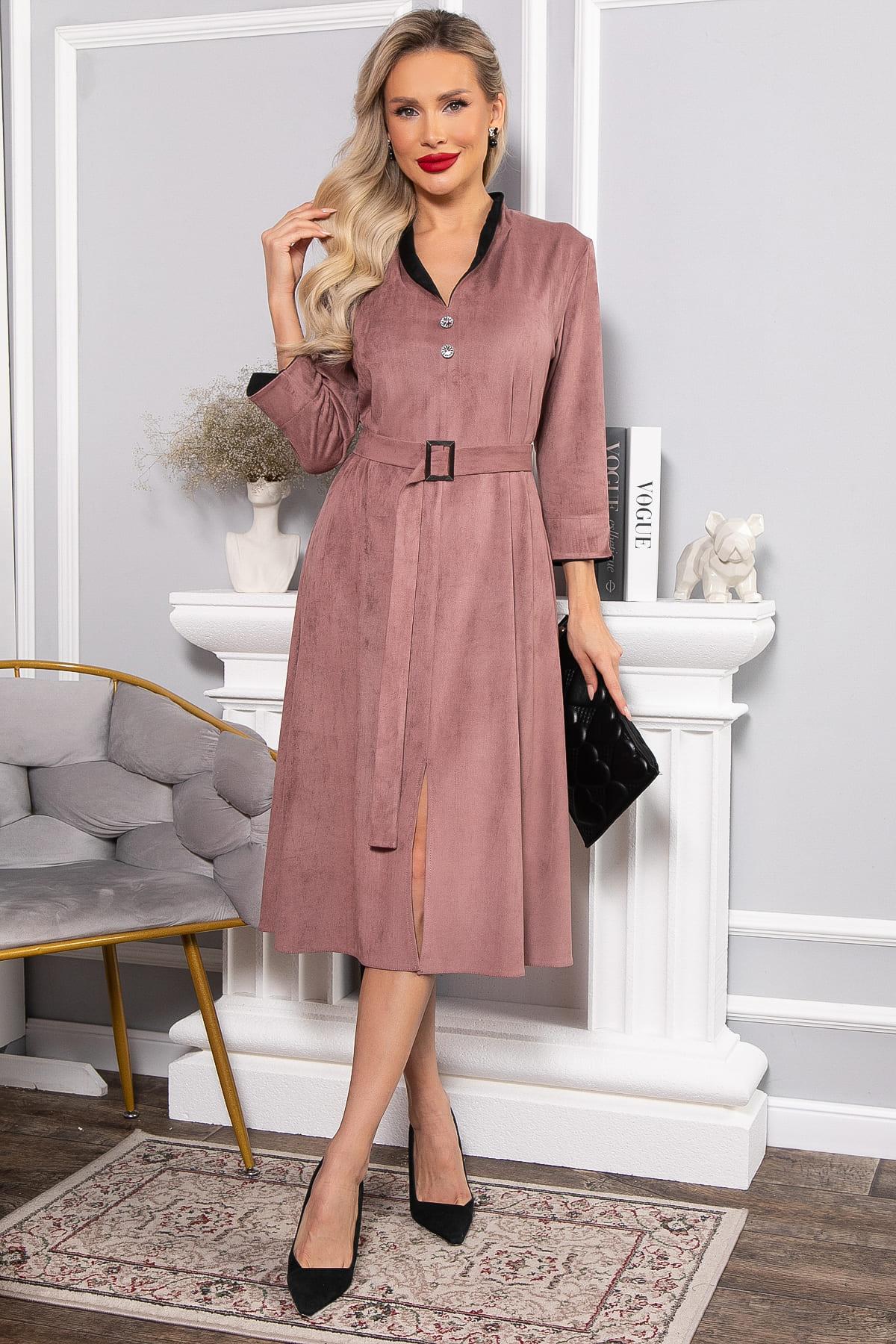 Платье замшевое Дарьяна НЬЮ (пыльная роза) П14651-18М