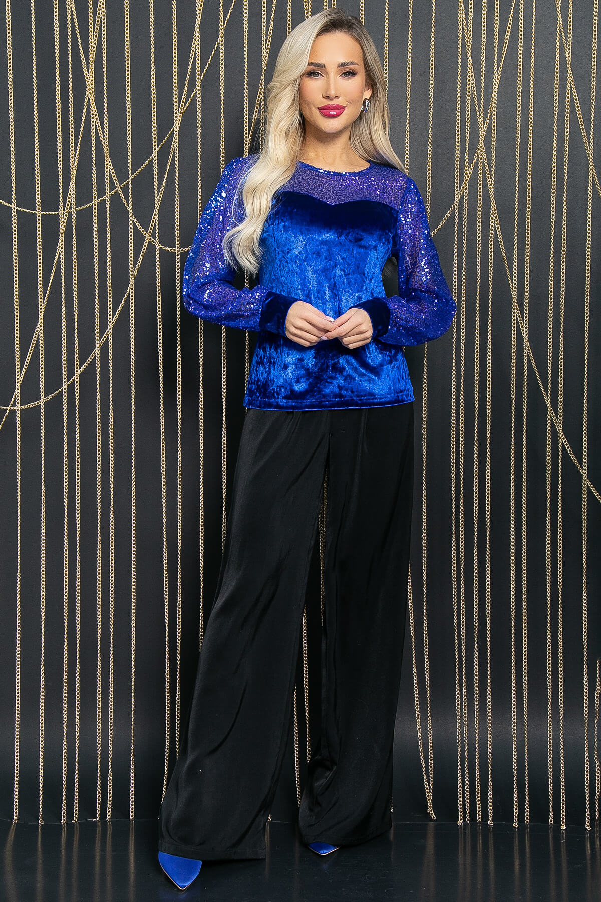 Блуза Жизель (синяя) Б11860