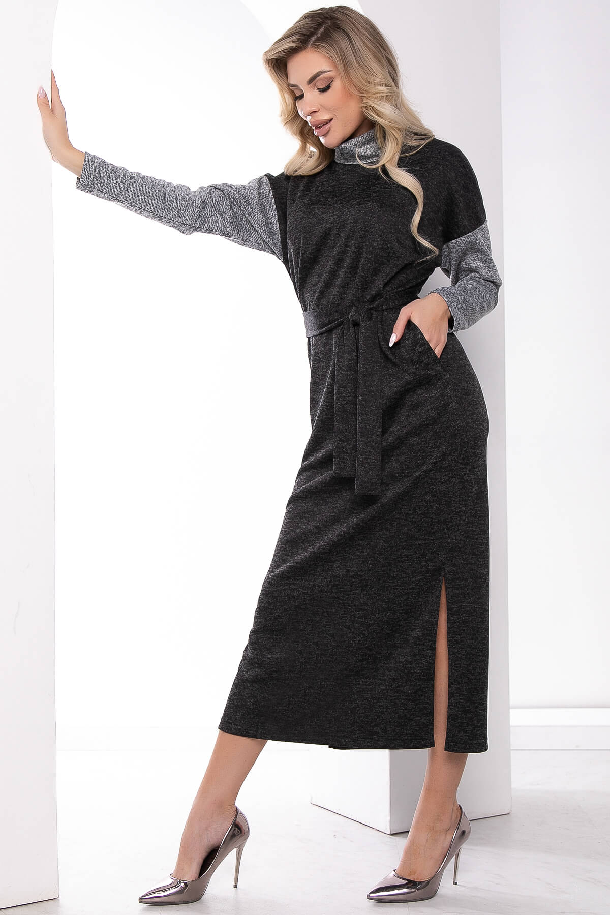 Платье "Мишель" (грей/блэк) П7985