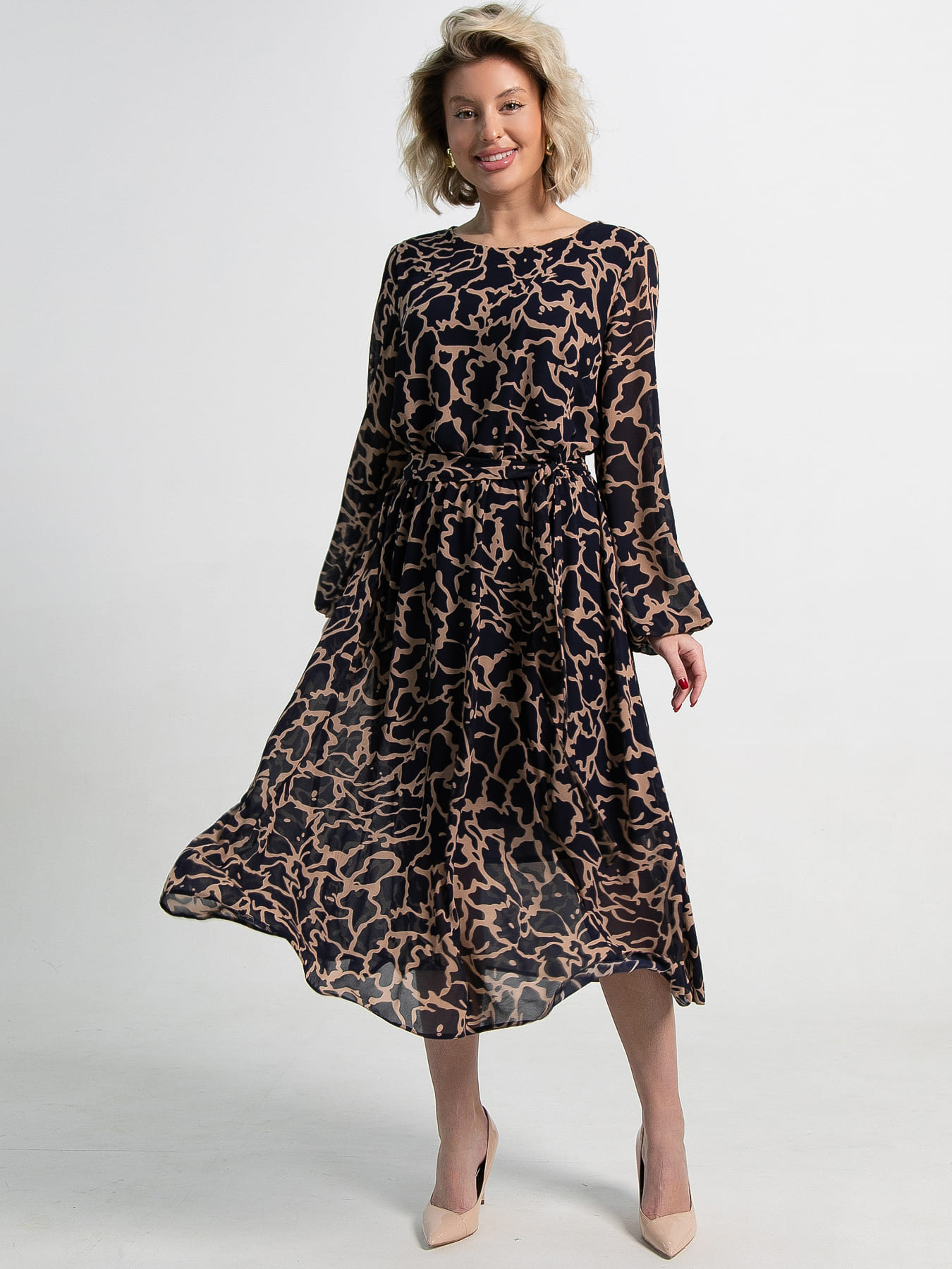 Платье Идиллия (сине-бежевое) П15379-16М