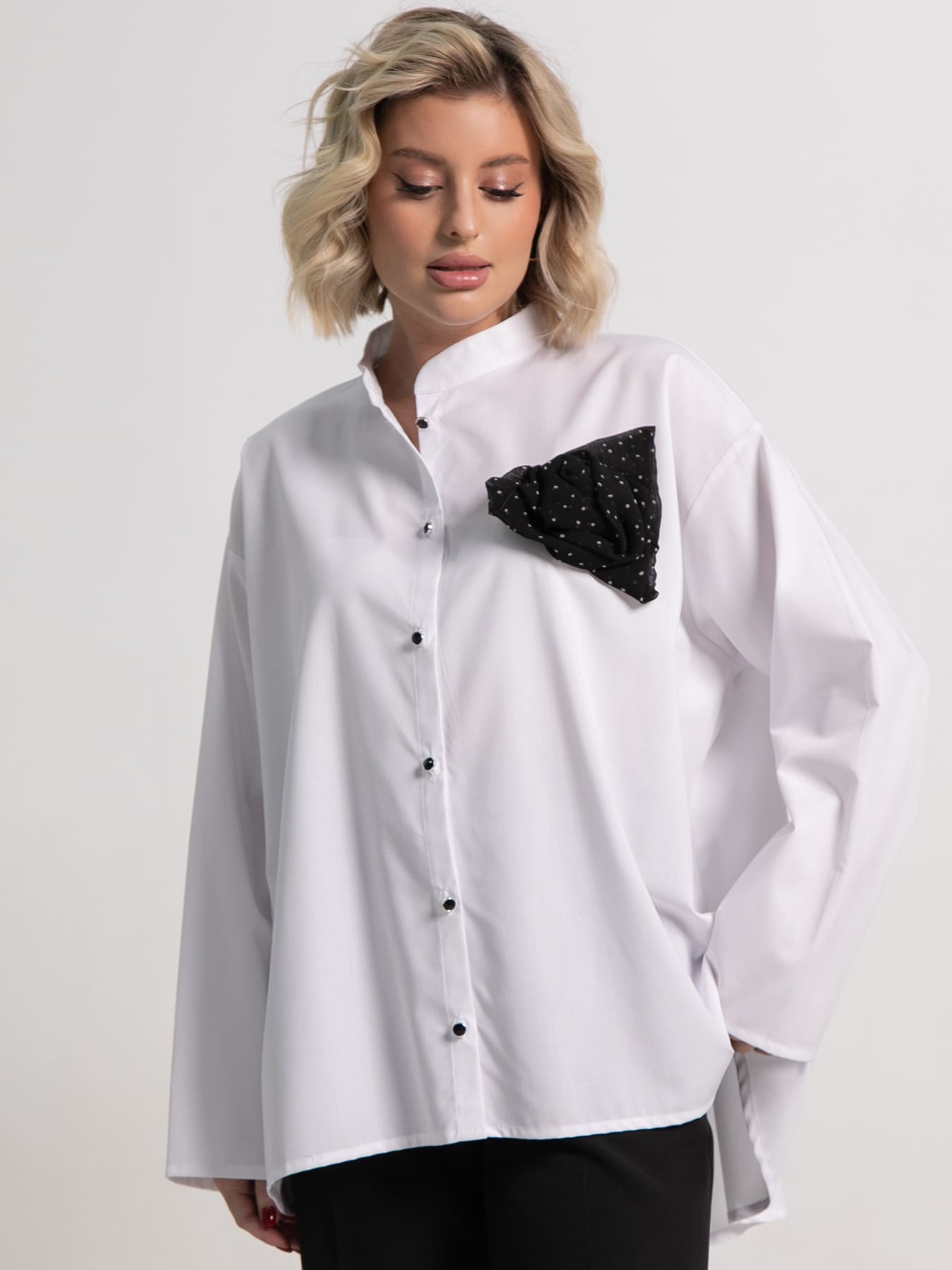 Блуза Луиза (бело-черная) Б15188-39М