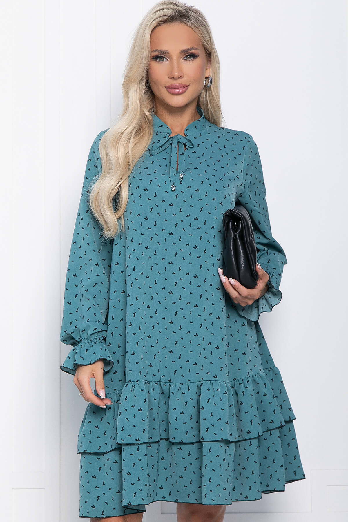 Платье Осенняя симфония (бирюзовое) П10937