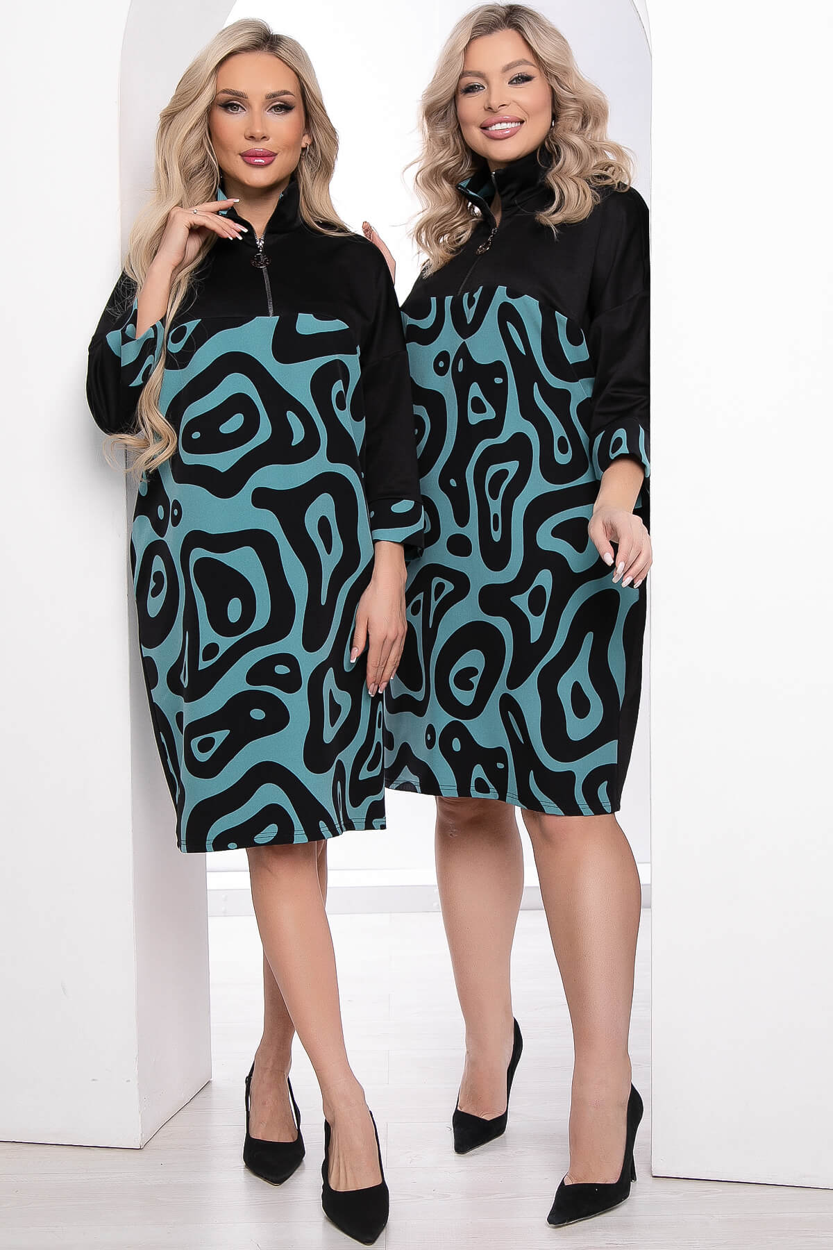 Платье "Эксклюзив" (бирюза/черное) П8328