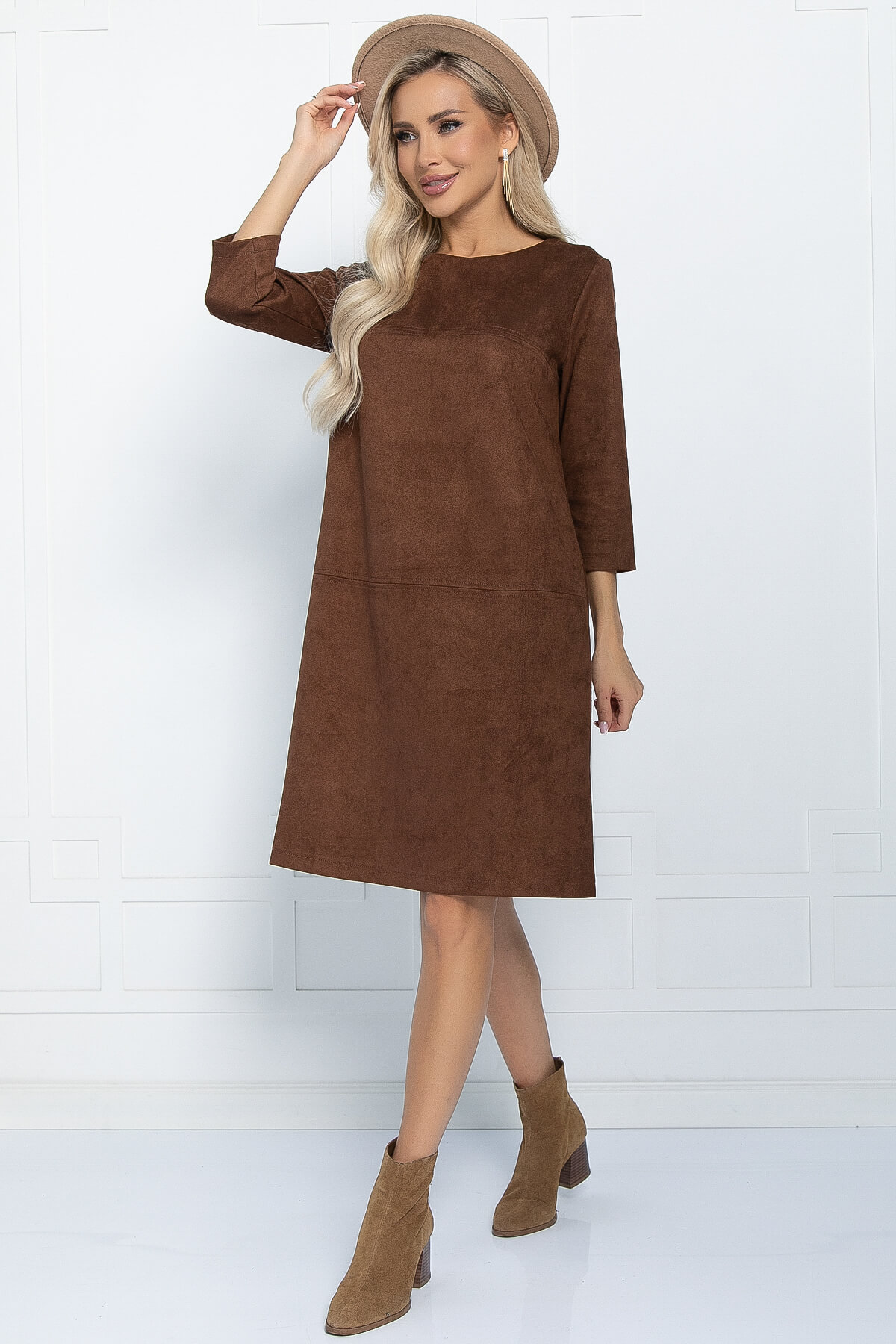 Платье Элегантная простота (коричневое) П11266