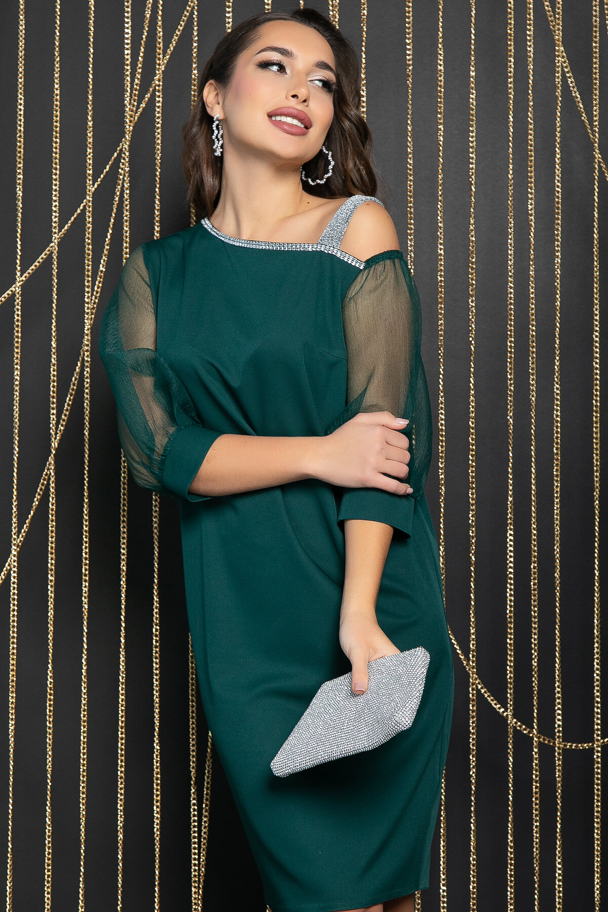 Платье Коктейльная вечеринка (зеленое) П11921