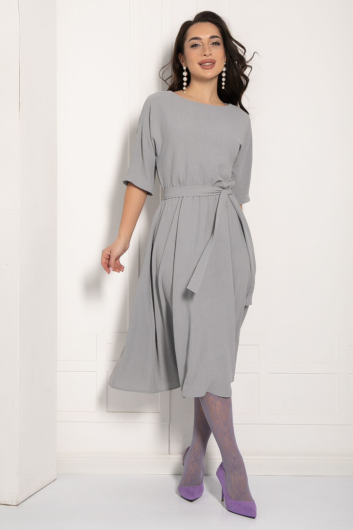 Платье Мерседес (серое) П12673-30