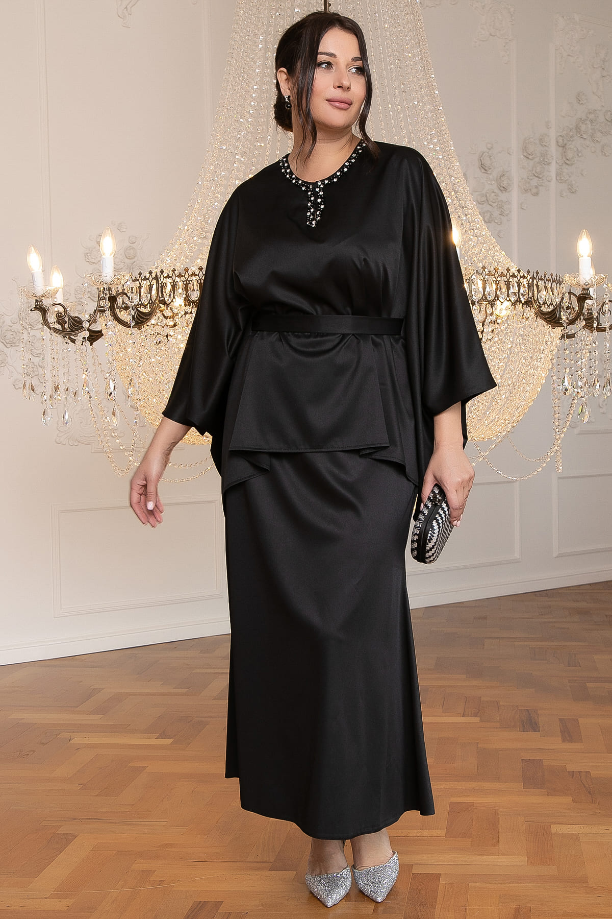 Костюм с юбкой Альсия  (черный) К14393-5М