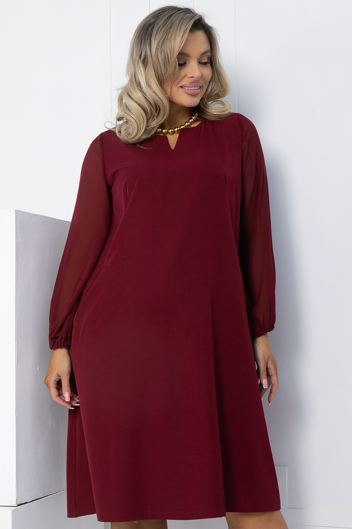 Платье Яркое пламя (бордовое) П12618-25