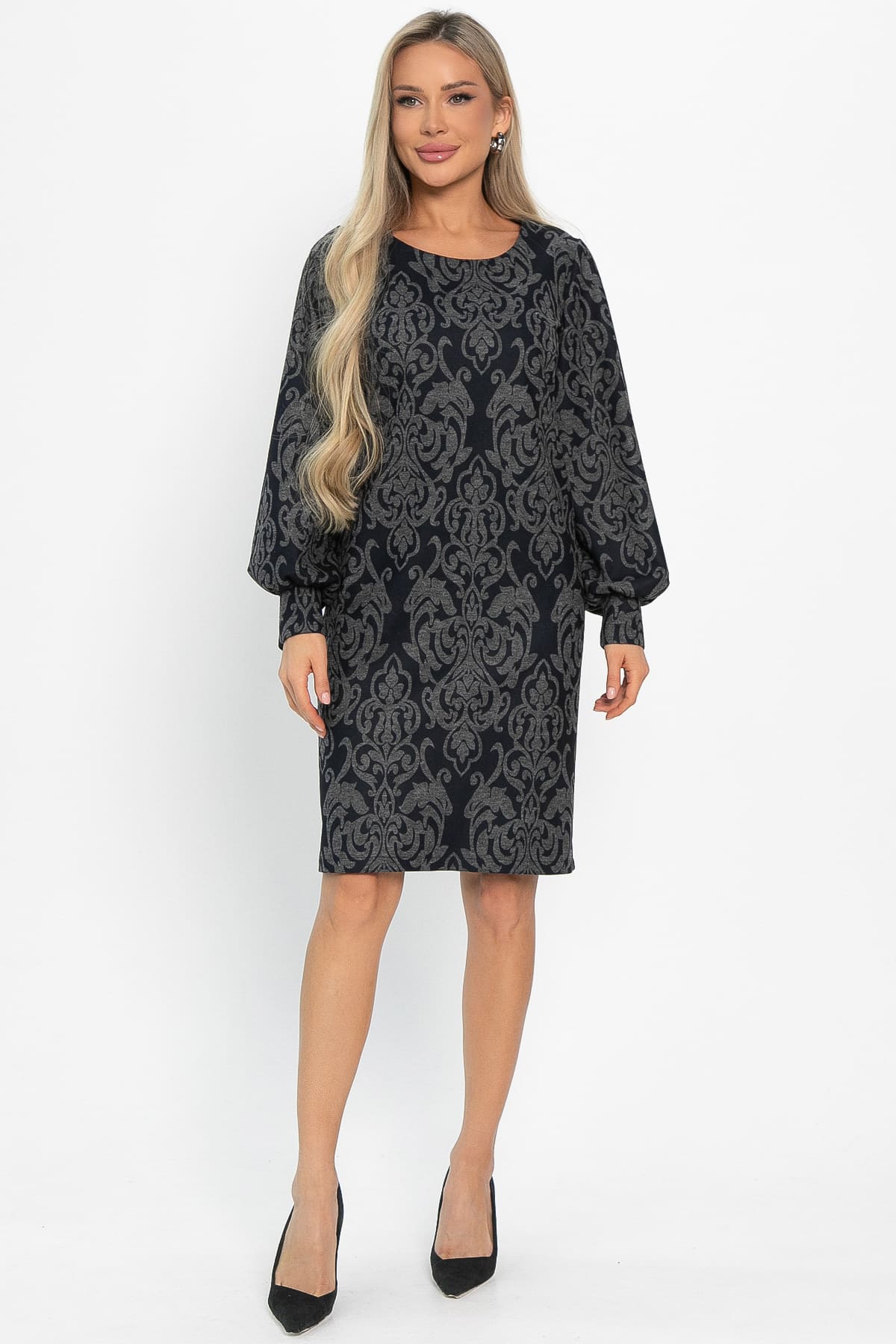 Платье Шарли (серо-синее) П14862-18М