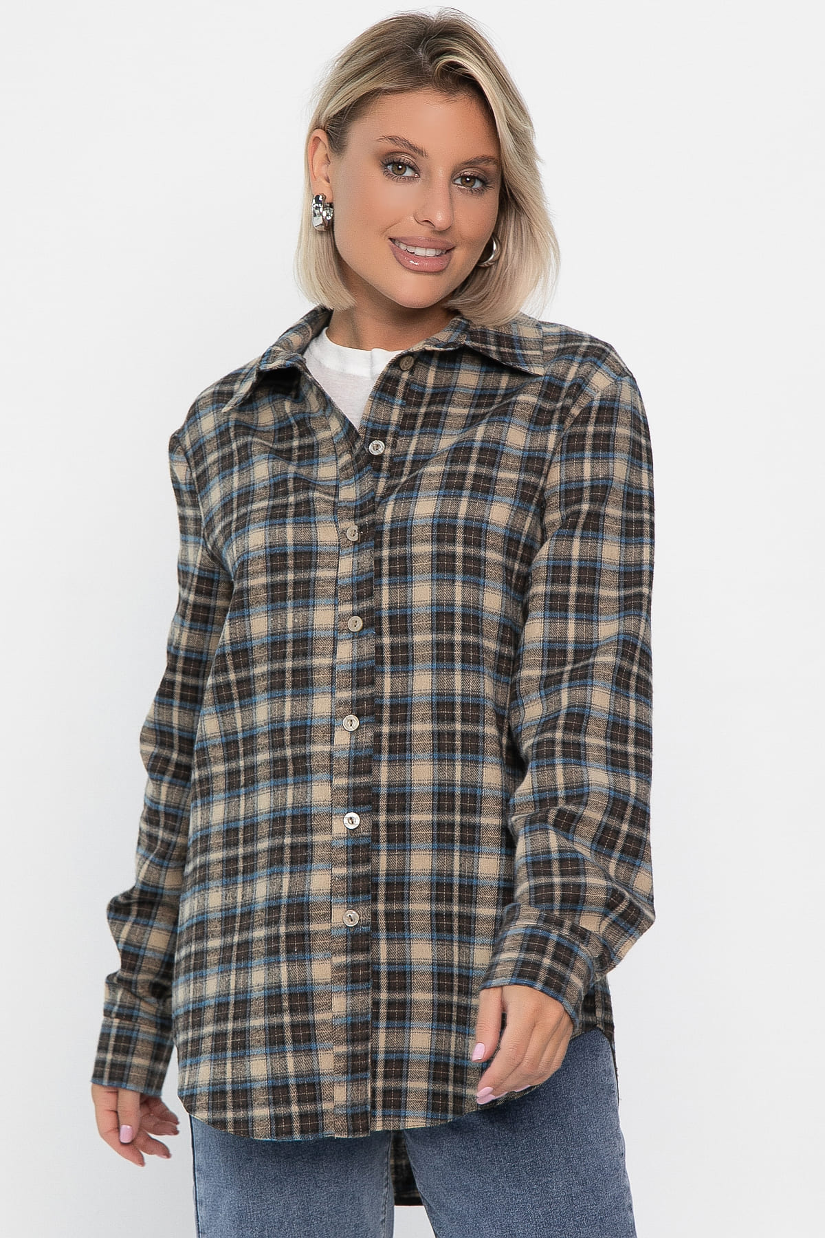 Рубашка Денни (бежево-коричневая) Б14136-7М