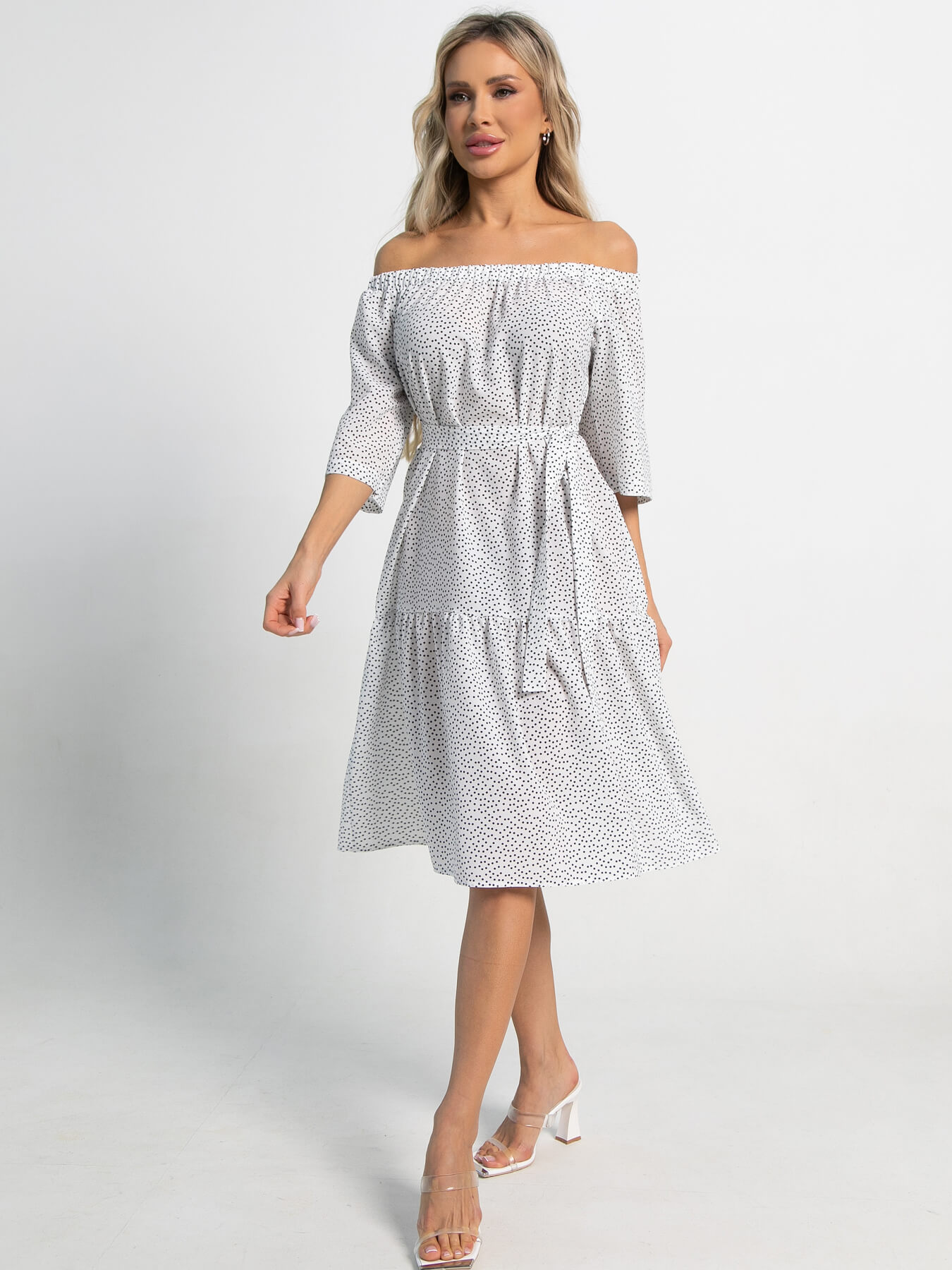 Платье с поясом Дафна (белое) П15522-8М