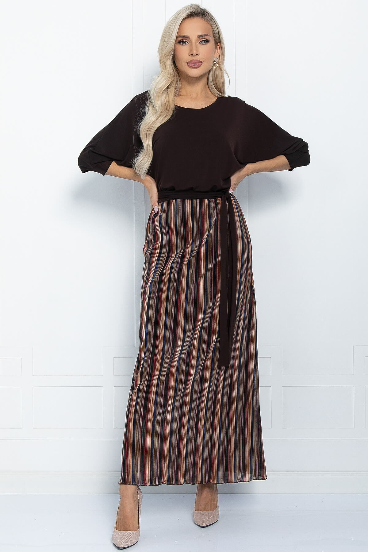 Платье Королева гофре шоколад П10061