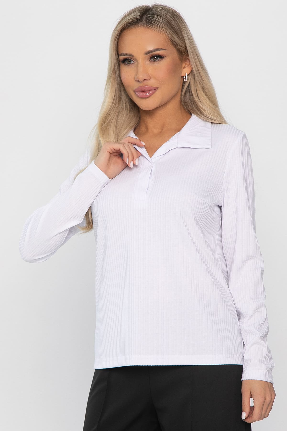 Лонгслив с воротничком Ритм жизни (белый) Б14407-6М